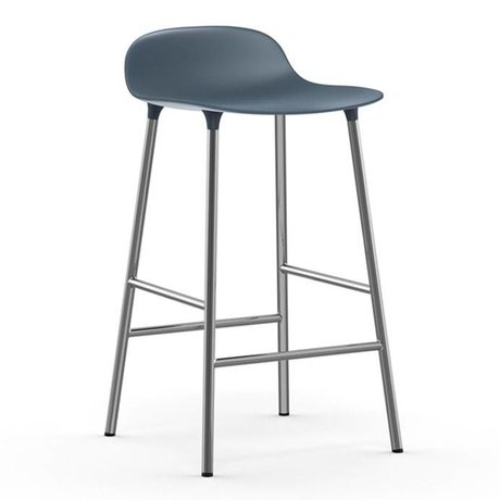 Normann Copenhagen sous forme de tabouret bleu plastique chrome 43x42,5x77cm