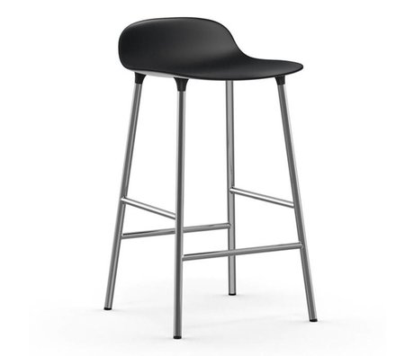 Normann Copenhagen Bar chair shape black plastic chrome 43x42,5x77cm