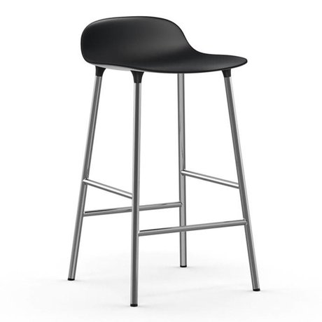 Normann Copenhagen Bar chair shape black plastic chrome 43x42,5x77cm