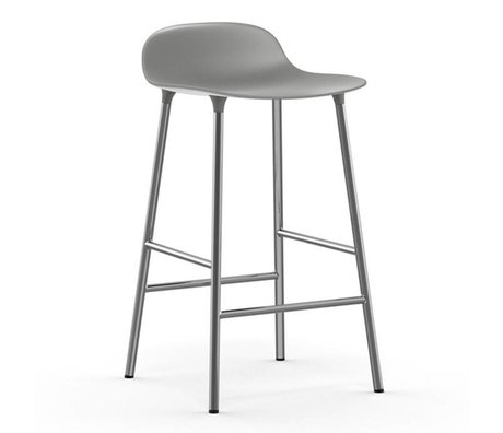 Normann Copenhagen Bar chair shape gray plastic chrome 43x42,5x77cm