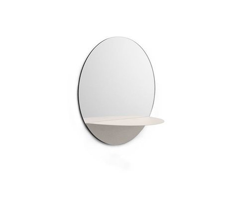 Normann Copenhagen Specchio a parete Horizon rotondo piatto bianco Ø34cm d'acciaio di vetro