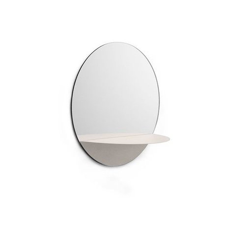 Normann Copenhagen Specchio a parete Horizon rotondo piatto bianco Ø34cm d'acciaio di vetro