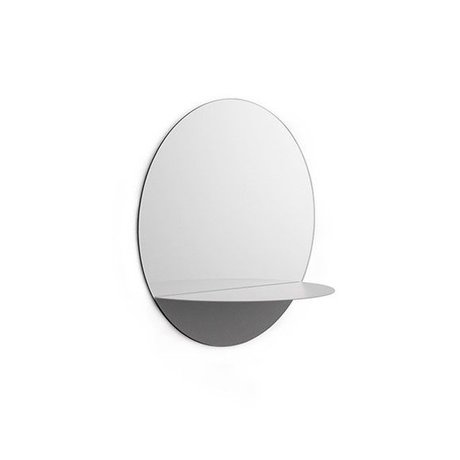 Normann Copenhagen Miroir mural Horizon rond en acier verre miroir gris Ø34cm