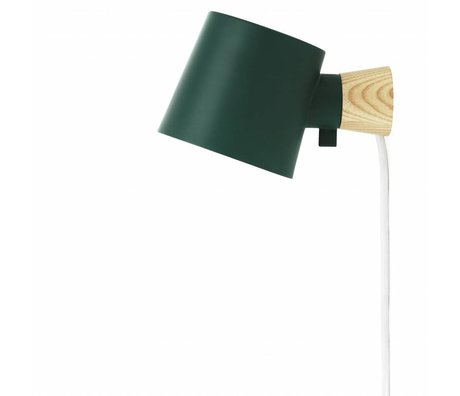 Normann Copenhagen Lámpara de pared de acero subida verde 17xØ10x9,7cm madera