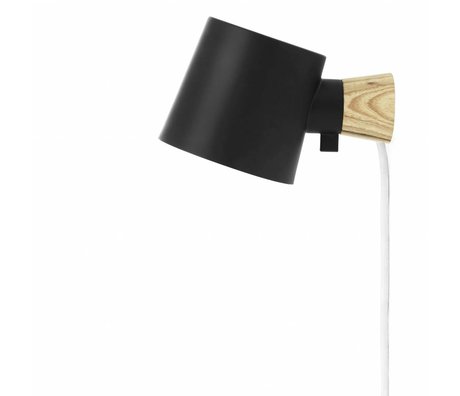 Normann Copenhagen lámpara de pared Rise acero negro 17xØ10x9,7cm madera