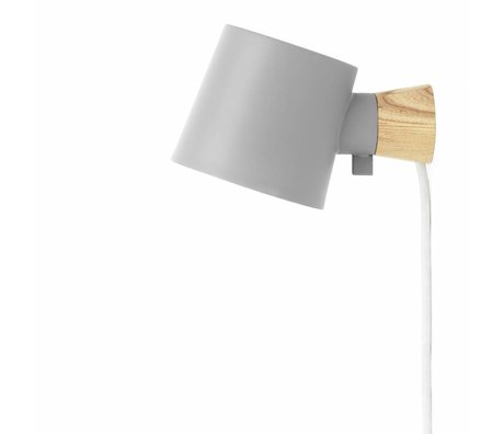 Normann Copenhagen Wall lamp Rise gray steel wood 17xØ10x9,7cm