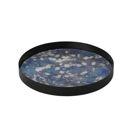 Ferm Living Couplé plateau métallique bleu verre coloré L Ø30x3,2cm