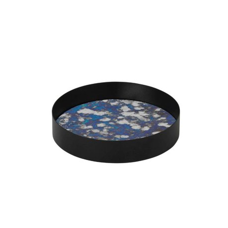 Ferm Living vassoio accoppiato blu vetro Metallrahme S Ø16x3,2cm