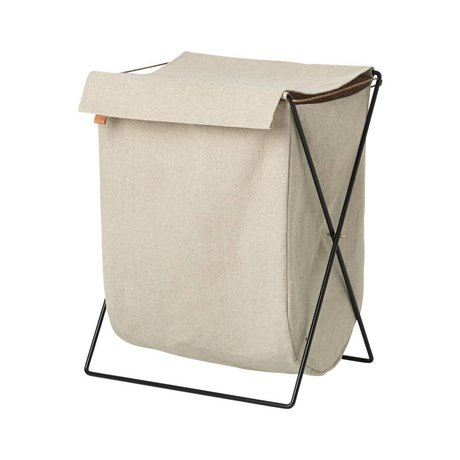 Ferm Living Clotheshorse Herman schwarz beige lærred metal 65x50x40cm