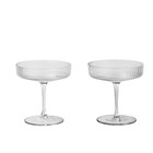 Ferm Living Champagne glass ripple transparent glass set consisting of two Ø10,5x11cm