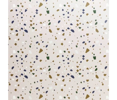 Ferm Living Tapet terrazzo lyserødt papir 10x0,53m