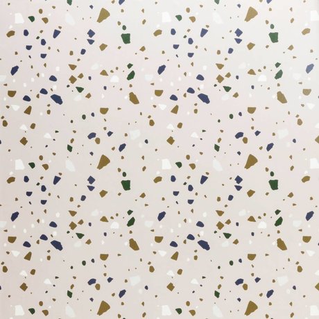 Ferm Living Fond d'écran terrazzo papier rose 10x0,53m