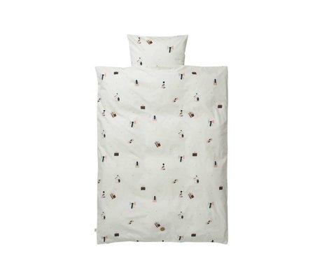 Ferm Living Partido lecho del bebé 70x100cm conjunto blanco de algodón orgánico que incluye una funda de almohada 46x40cm