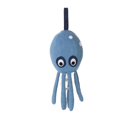 Ferm Living La música móvil pulpo azul de mezclilla de algodón 30x12cm