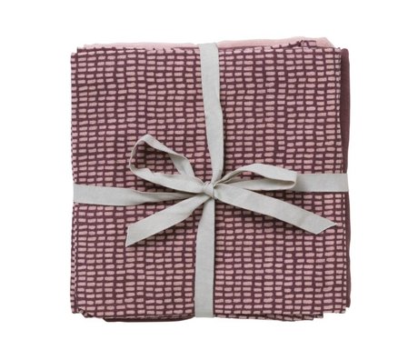 Ferm Living Idrofilo mussola Set di 3 taupe rosa 70x70cm in cotone biologico