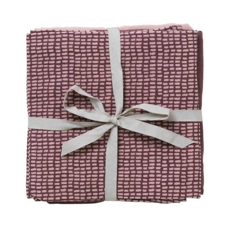 Ferm Living muselina hidrófila Juego de 3 gris oscuro rosa 70x70cm algodón orgánico