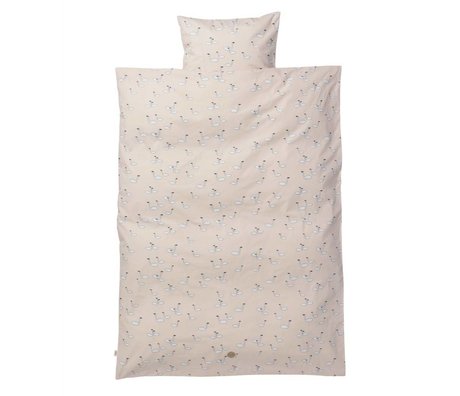 Ferm Living Juego de cama Junior cisne de color rosa 110x140cm algodón incluido funda de almohada 46x40cm