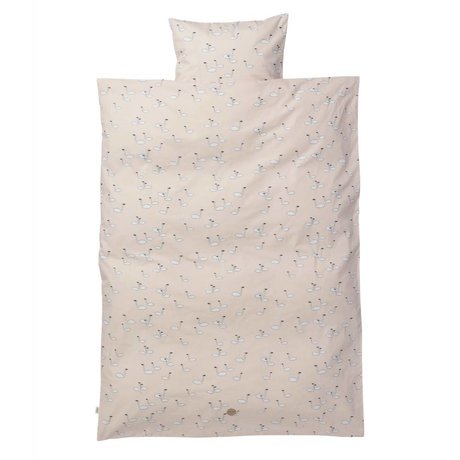 Ferm Living Bedding Set Swan Junior rosa cotone 110x140cm incl federa 46x40cm