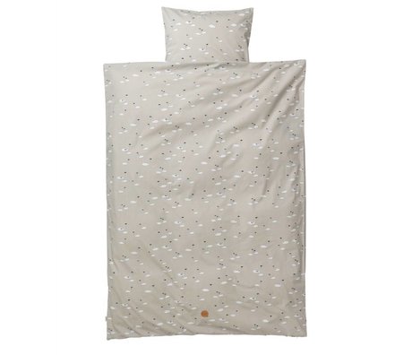 Ferm Living Bedding Set Swan junior grå bomuld 110x140cm inkl pudebetræk 46x40cm