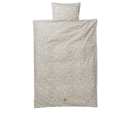 Ferm Living Juego de cama Junior cisne gris 110x140cm algodón incluido funda de almohada 46x40cm