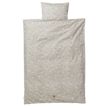 Ferm Living Bedding Set Swan junior grå bomuld 110x140cm inkl pudebetræk 46x40cm