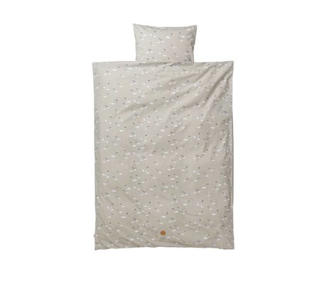 Ferm Living Baby sengetøj Swan Set grå bomuld 70x100cm herunder pudebetræk 46x40cm