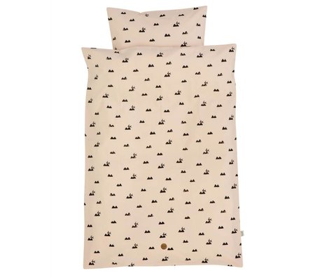 Ferm Living literie bébé lapin mis 70x100cm en coton bio rose y compris taie 46x40cm