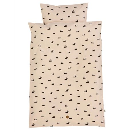 Ferm Living Kanin baby sengetøj sæt lyserød økologisk bomuld 70x100cm herunder pudebetræk 46x40cm
