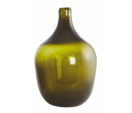 Housedoctor Vidrio soplado botella / florero 'Rec', de color verde oliva, Ø24x38cm