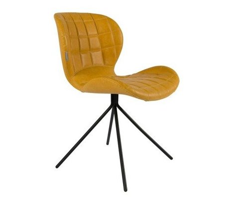 Zuiver silla de comedor OMG LL imitación de cuero amarilla 51x56x80cm