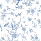Kek Amsterdam Fonds d'écran Oiseaux et fleurs papier tissu bleu 97,4x280cm