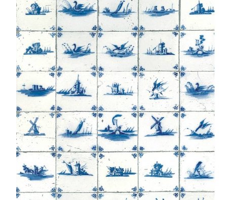 Kek Amsterdam Wallpaper king blue tile blue non-woven paper 97.4x280cm