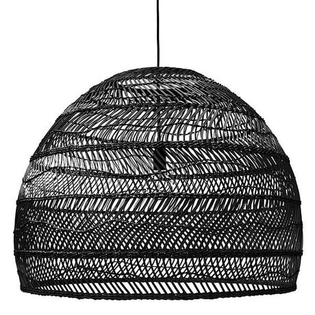 HK-living Lampada a sospensione nera tessuti a mano canna 80x80x60cm