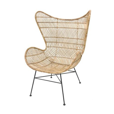 HK-living Natural brown rattan chair Bohemian ice chair 74x82x110cm