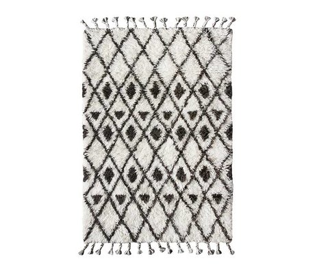 HK-living Berber carpet hand knotted wool black and white 120x180cm