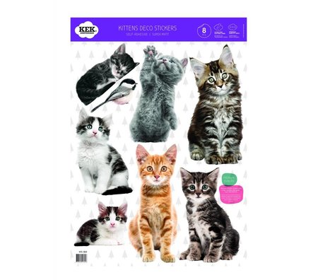 Kek Amsterdam Wall sticker set Kitten Multicolor vinyl foil 42x59cm