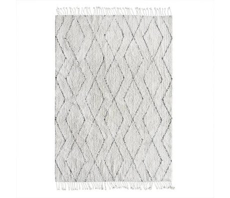 HK-living Berber tæppe håndvævede hvid bomuld 140x200cm grå