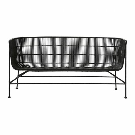 Housedoctor Bank Coon black rattan 65.5x140x70cm