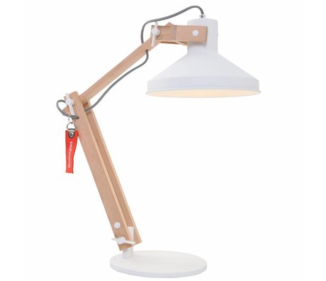 Anne Lighting Lampe de table Woody ø23x68cm Métal blanc Bois Métal