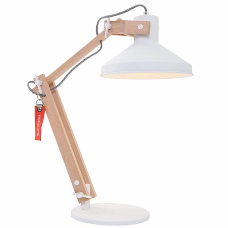 Anne Lighting Lampe de table Woody ø23x68cm Métal blanc Bois Métal