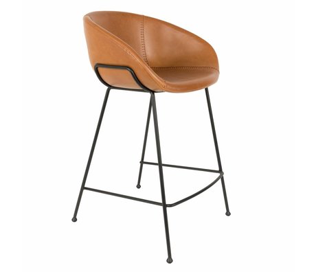 Zuiver Barstool Feston brown leather 54,5x53x88,5cm