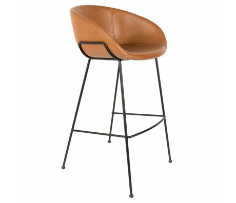 Zuiver Tabouret de bar feston cuir marron 54,5x53x98,5cm