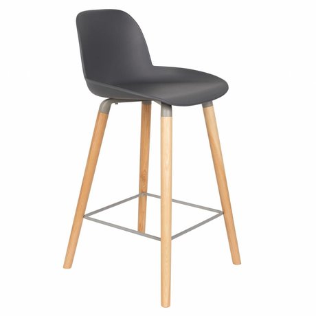 Zuiver Bar chair Albert Kuip counter dark gray plastic wood 45x47,5x89cm
