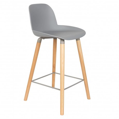 Zuiver Bar chair Albert Kuip counter light gray plastic wood 45x47,5x89cm