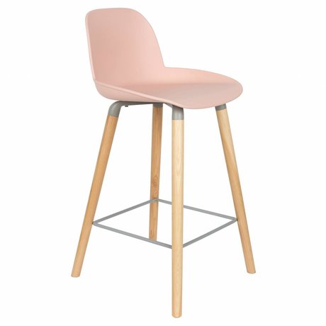 Zuiver Sgabello Albert Kuip contatore di plastica rosa 45x47,5x89cm legname