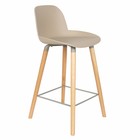 Zuiver Bar chair Albert Kuip counter taupe brown plastic wood 45x47,5x89cm