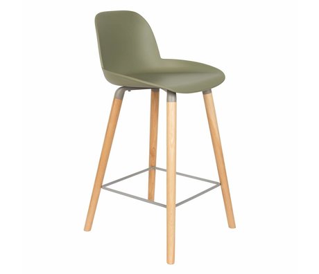 Zuiver Bar chair Albert Kuip counter green plastic wood 45x47,5x89cm