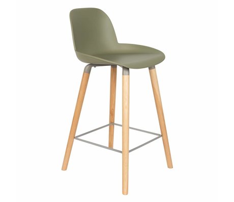 Zuiver Tabouret Albert Kuip compteur bois plastique vert 45x47,5x89cm