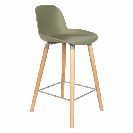 Zuiver Tabouret Albert Kuip compteur bois plastique vert 45x47,5x89cm