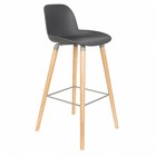 Zuiver Bar chair Albert Kuip dark gray plastic wood 50x48x99cm